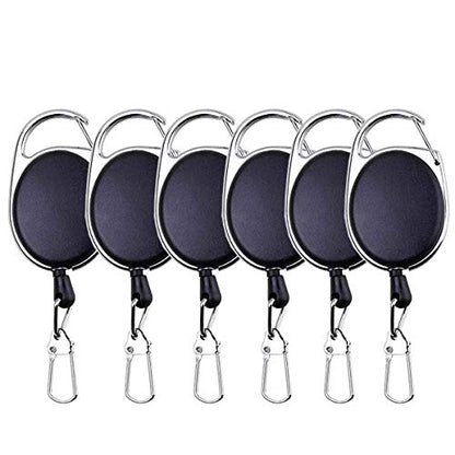 6PCS Fishing Zinger Retractors with 360 Degree Rotation Buckle for Fishing Climbing Hiking Outdoor Sports