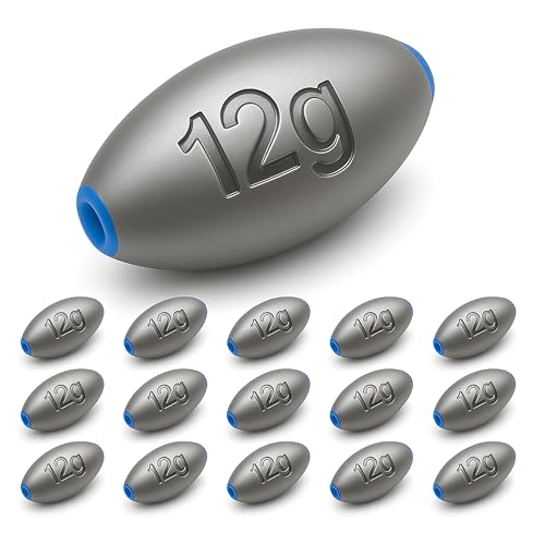 Egg Sinkers Fishing Weights – Lead Oval Sliding Sinkers for Catfish, Bass & Surf Fishing, No-Snag Smooth Hole Design, Heavy Fishing Weights for Bottom Rigs in Lakes, Rivers & Beach - style: 12g-15pcs