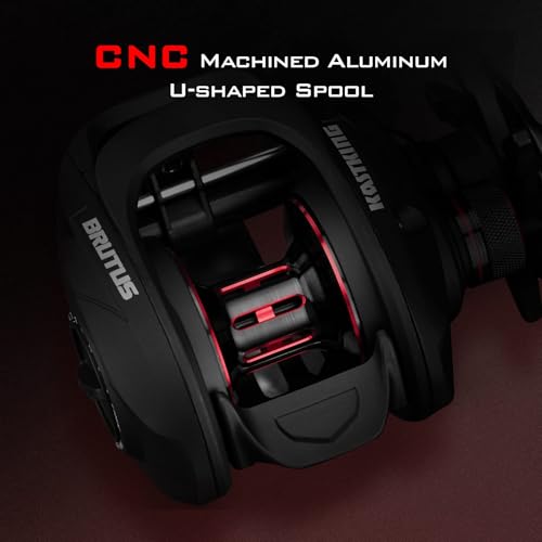 KastKing Brutus Baitcasting Fishing Reel, Graphite Frame, 7.2:1 Gear Ratio, 5+1 Shielded Stainless-Steel Ball Bearings,10 Button Magnetic Braking System, 17.6LB Carbon Fiber Drag, Aluminum Handle - color: Left Handed-7.2:1