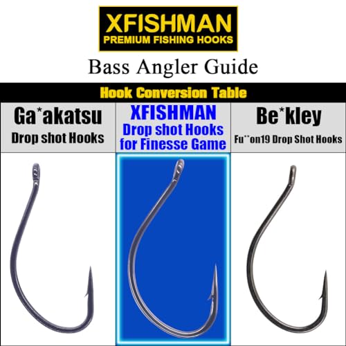 XFISHMAN Drop-Shot-Hooks-for-Bass-Fishing-Split-Shot-Dropshot-Hook-50 Pack - color: Black, size: #2