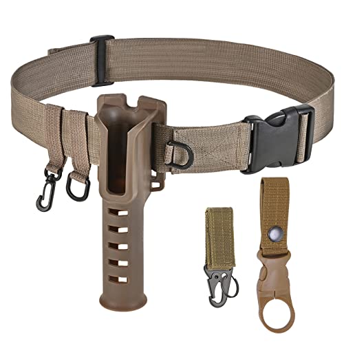 Fishing Wading Belt Rod Holder Adjustable Wader Waist Belt for Fly Surf Casting Spinning Pole Fishing Tool Tackle (Black) - color: Khaki