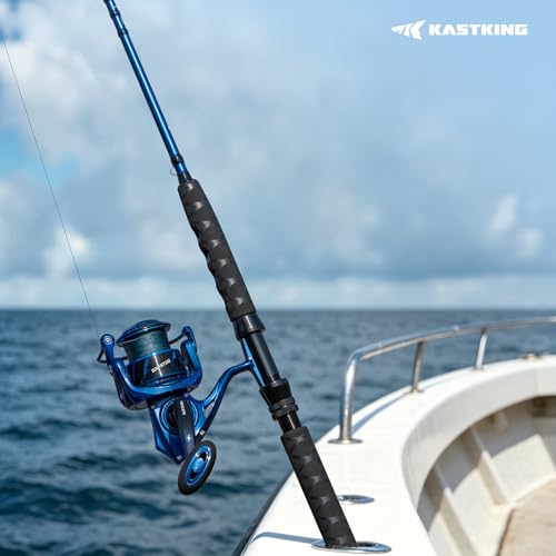 KastKing Kapstan Saltwater Spinning Rod, Boat & Surf Fishing Rod, Lightweight S-Curve Graphite Blanks, Stainless-Steel Double-Foot Guides, Aluminum/Graphite Locking Reel Seat, 2-Piece PTS Rod - style: Spin-6'6"-m-mf