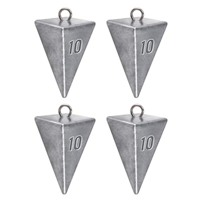 Alwonder Pyramid Sinkers Lead Fishing Weights for Surf Pompano Catfishing | Pyramid Weights 1oz-2LB Saltwater Freshwater Fishing Sinkers No-Roll Triangle Inshore Ocean Beach Casting Bottom Pier Fishing - size: 10oz-4 Pack