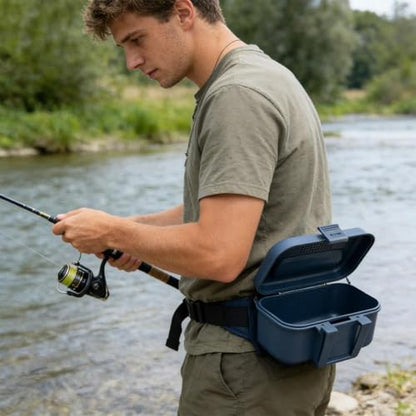 Fishing Live Bait Box, Waist Mounted Bait Bucket with Belt, Hands-Free Fishing Bait Holder Organizer for Lures, Portable Live Bait Container Storage for Shore, Boat, Stream Fishing
