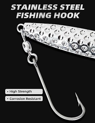 BLUEWING Hammered Diamond Jig Fishing Lures for Saltwater 3oz, 5oz, 8oz, 10oz, 12oz, 16oz Deep Sea Sinking with Stainless Steel Hook, 1pc - color: Chrome, size: 3oz