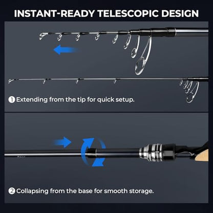 KastKing Megatron Titanium Telescopic Casting & Spinning Fishing Rods, IM7 Graphite Travel Rod with Titanium Solid Tip, Power Transition System, for Freshwater and Inshore Fishing - size: 7'0''- MH- Fast, style: Spin