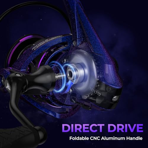 KastKing Royale Legend Pro Spinning Fishing Reel, Lightweight Yet Powerful, Digi-Cut Aluminum Gear, Aerodynamic Reel Rotor, 6.2:1 Gear Ratio, 25LBs Max Drag, TPE Handle Knobs, Unique Celestial Color - style: Size:1000