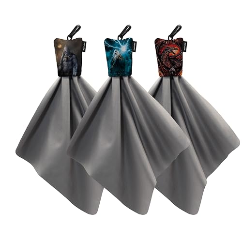 SPUDZ Classic Variety Pack | Three 10" x 10" Microfiber Towels w/Neoprene Pouches | Premium Microfiber Cleaning Cloths for Laptops, Lenses, Cameras, Screens, and More | Orc, Dragon, Wizard - color: Classic 10 X 10 - Gamer (3 Pack)