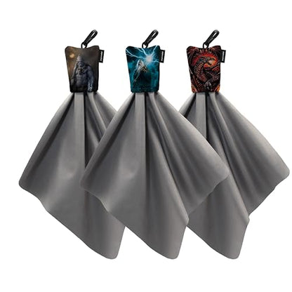 SPUDZ Classic Variety Pack | Three 10" x 10" Microfiber Towels w/Neoprene Pouches | Premium Microfiber Cleaning Cloths for Laptops, Lenses, Cameras, Screens, and More | Orc, Dragon, Wizard - color: Classic 10 X 10 - Gamer (3 Pack)