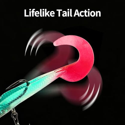 Soft Fishing Lures for Bass: Premium Pre-Rigged Jig Head Paddle Tail Swimbaits for Freshwater and Saltwater - color: 12pcs curled tail