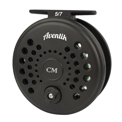 Aventik CM Graphite Fly Reel Click Drag System Classic IV Graphite Large Arbor Sizes 3/5, 5/7 Fly Fishing Reels - style: With Line