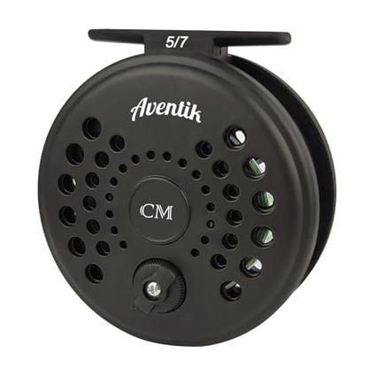 Aventik CM Graphite Fly Reel Click Drag System Classic IV Graphite Large Arbor Sizes 3/5, 5/7 Fly Fishing Reels - style: With Line