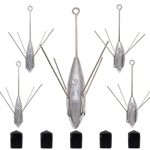 Fishing Sinkers Weight Lead Surfing Casting Spider Sinker Long Tail Weights | Fishing Equipment for Catfish Saltwater Ocean Beach Sand - style: Mixed-5pcs