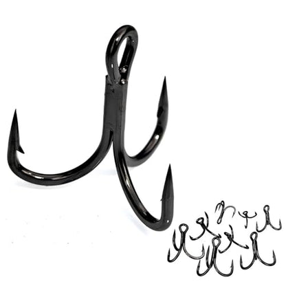 10pcs/Box Fishing Treble Hooks 6X Strong Black High Carbon Replacement Treble Hooks Size 3/0 2/0 1/0 1# 2# 4# 6# 8# - size: 2/0-10pcs