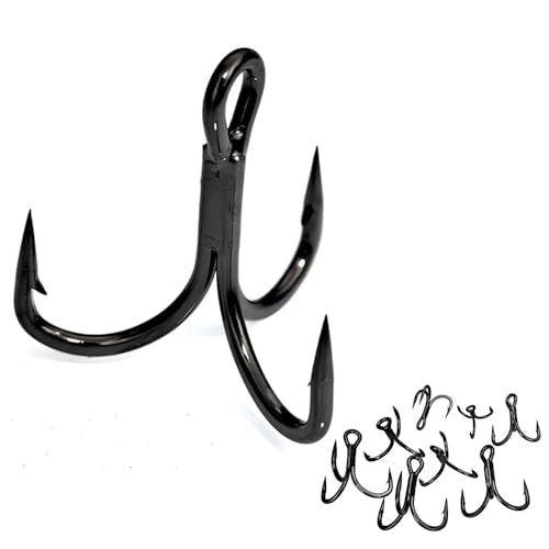 10pcs/Box Fishing Treble Hooks 6X Strong Black High Carbon Replacement Treble Hooks Size 3/0 2/0 1/0 1# 2# 4# 6# 8# - size: 1#-10pcs