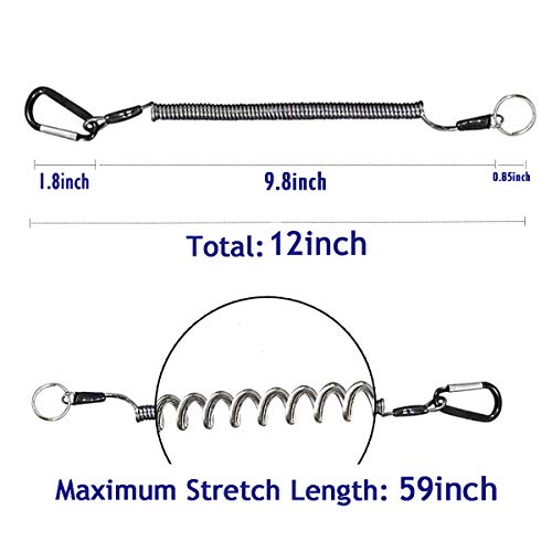 Fishing Lanyard Heavy Duty Retractable Coiled Tether with Carabiner for Pliers, Boating, Tools - color: 12pcs+multicolor