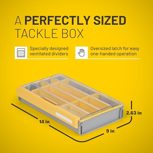 Plano Edge Flex 3700M Tackle Storage | Premium Tackle Organization with Rust Prevention | Includes 38 Flex dividers, yellow/gray - style: 3700 Flex