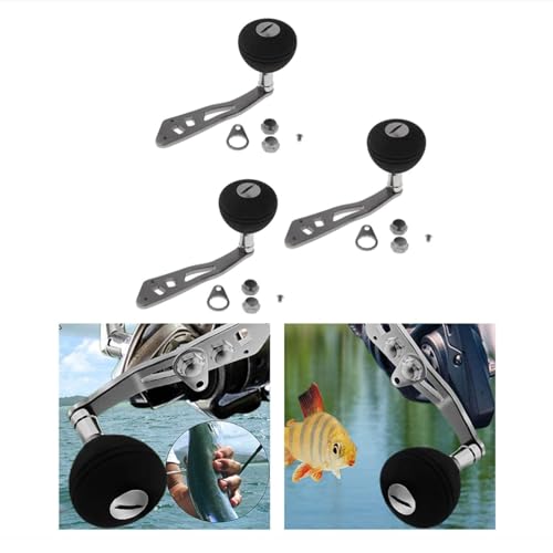 3 Pack Baitcasting Reel Handle Replacement - Power Handle with Non-Slip EVA Knob, Ambidextrous T-Type Fishing Reel Crank for Most Baitcaster Reels