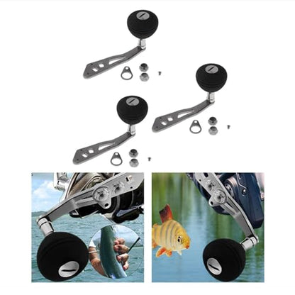 3 Pack Baitcasting Reel Handle Replacement - Power Handle with Non-Slip EVA Knob, Ambidextrous T-Type Fishing Reel Crank for Most Baitcaster Reels