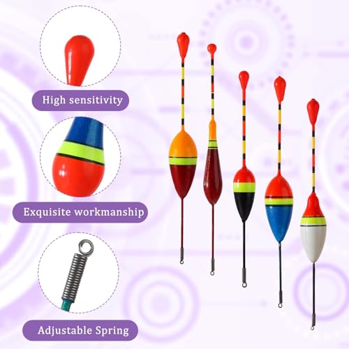 Fishing Float and Bobber,10 Pcs Oval Trout Float Foam Fishing Floats Wood Slip Fishings Bobbers, Bobber Stopper Spring Stick Slip Floats Accessories for Fishings