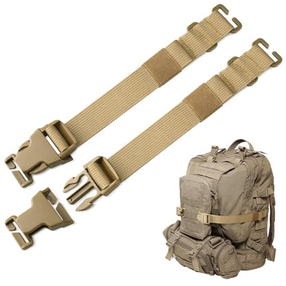 Molle Tactical Backpack Straps 24" Adjustable, Rush Tier System Molle Accessories for Military Assault Backpack Army Rucksack Attachment Nylon Compression Tie Down Strap for Tripod Gear, Sleeping Bag - color: Khaki 2Packs, style: Style A