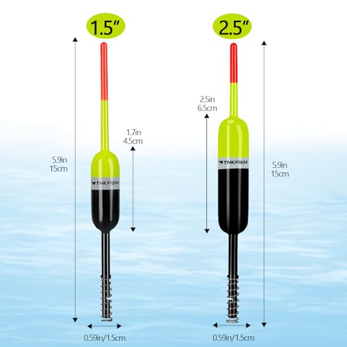 THKFISH Fishing Bobbers Fishing Floats and Bobbers Slip Bobbers for Fishing Balsa Floats Crappie Fishing Bobbers Fixed Bobber (1.5"X0.59"X5.4") (2.5"X0.59"X5.4") - color: 1.5"X0.59"X5.4"-5pcs