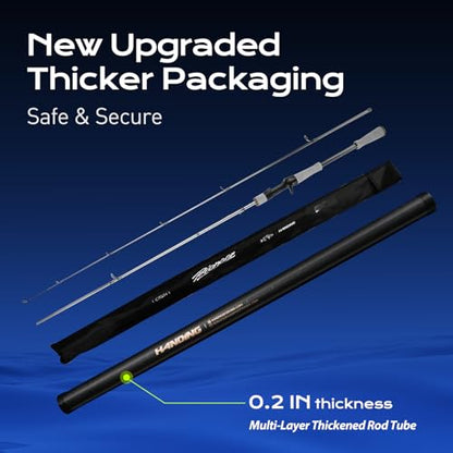 HANDING Pioneer Fishing Rod 2-Piece Baitcaster Rod & Spinning Rod | Ideal for Bass Trout Walleye Freshwater All-Purpose Rod. 24T Carbon Fiber EVA Handle Titanium Oxide Guide Rings - size: 6' - M - Moderate Fast-2pcs
