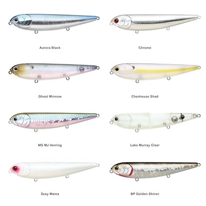 LUCKY CRAFT Sammy 105 Topwater Fishing Lures, 3 Hook, 4-1/8" Floating Freshwater Trout and Bass Lures, Walk-the-Dog Tournament Bait, Bass Fishing Gear and Tackle Box Accessories - color: 052 Aurora Black