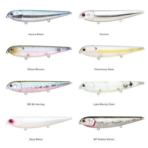 LUCKY CRAFT Sammy 105 Topwater Fishing Lures, 3 Hook, 4-1/8" Floating Freshwater Trout and Bass Lures, Walk-the-Dog Tournament Bait, Bass Fishing Gear and Tackle Box Accessories - color: 292 Lake Murray Clear