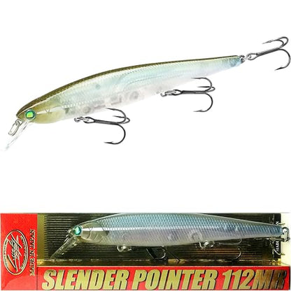 LUCKY CRAFT Slender Pointer 112 MR Fishing Lure, 4.5" Suspending Jerkbait, 4-5 ft Depth, Long Casting, Freshwater Trout and Bass Lures, Bass Fishing Gear and Tournament Hard Bait - color: 550 Silver Side Ghost Minnow