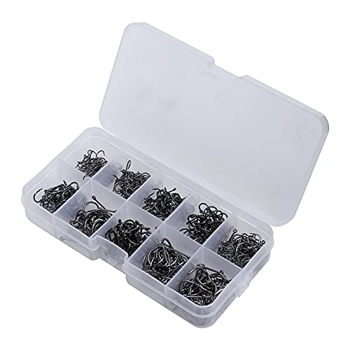 500pcs Fish Hook Set, Barbed Carbon Steel Fishing Jig Hooks with Tackle Box for Freshwater Saltwater, Assorted Sizes 3 4 5 6 7 8 9 10 11 12