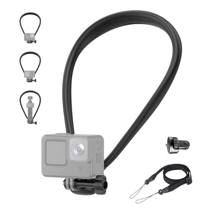 MINIFOCUS Neck Mount Adjustable Vlogging Neck Chest Strap with 1/4" Adapter, Hands Free Camera Lanyar Necklace Holder Compatible with GoPro Hero/Insta 360/Ace/Osmo 360/Nano/Action - color: V4022