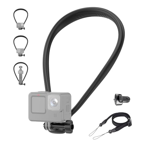 MINIFOCUS Neck Mount Adjustable Vlogging Neck Chest Strap with 1/4" Adapter, Hands Free Camera Lanyar Necklace Holder Compatible with GoPro Hero/Insta 360/Ace/Osmo 360/Nano/Action - color: V4022