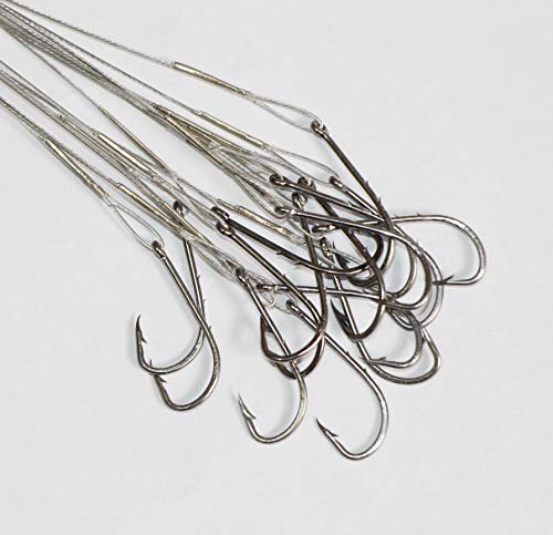 20pcs Wire Leader Hook Rigs Baitholder Fishing Hook Nylon Coated Fishing Wire Leader with Swivel - color: 10inch silver, size: 2/0-20pcs