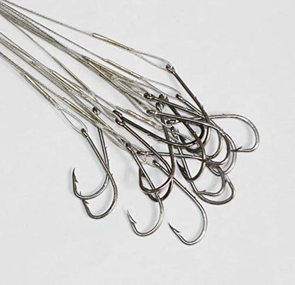 20pcs Wire Leader Hook Rigs Baitholder Fishing Hook Nylon Coated Fishing Wire Leader with Swivel - color: 10inch silver, size: 1#-20pcs