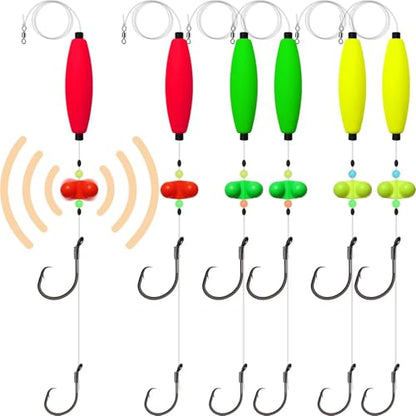 Dovesun Pre-Tied Catfish Rig System, 23 Inch 55LB Santee Cooper Catfish Float Rig with Adjustable EVA Slip Float and High Carbon Circle Hooks 5/0 6/0 8/0, Ready-to-Fish for River and Bank Fishing - color: Cigar Float-5/0+8/0Hook * 6PCS