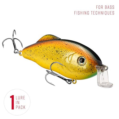 Strike King Hybrid Hunter Shallow Jr. Fishing Lure, Shallow Diving Crankbait, 90-Degree Bill, 3D Eyes, Loud Rattle, Dives 1 to 3-Feet,Size 4 & 6 Treble Hooks - color: Bully, size: 1 oz