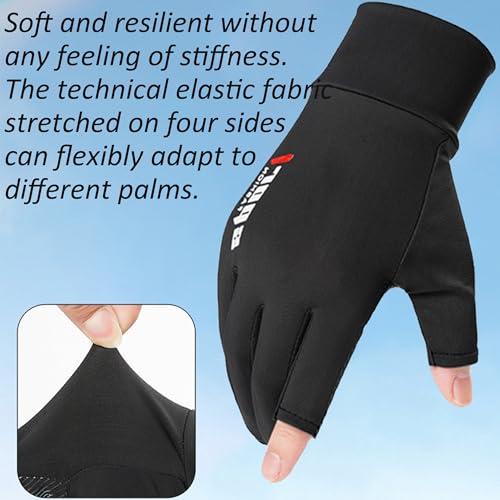 UTOWO Mens Spring/Summe Half Finger Gloves Outdoor Hiking Driving Cycling Riding Breathable Sunblock Gloves UV Protection - color: Black