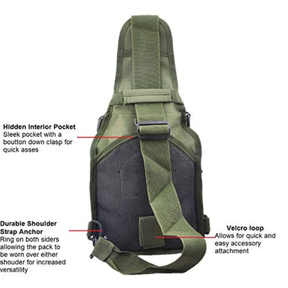 FAMI Outdoor Tactical Bag Backpack, Military Sport Bag Pack Sling Shoulder Backpack Tactical Satchel for Every Day Carry (Army Green 2 Packs) - color: Army Green 2 Packs