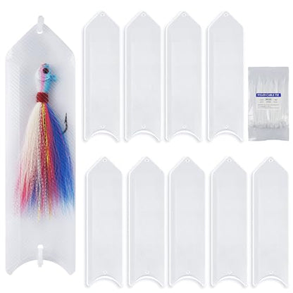 SILANON Fishing Lure Sleeves Wraps 10pcs Durable Clear Lure Sleeves Covers with Nylon Cable Ties Keep Fishing Safe Fishing Hook Covers Bait Storage Protector Easily See Lures for Fishing Rod - size: 10pcs-Medium(8.27in*2.36in)