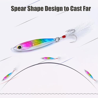 EXAURAFELIS Jigging Bait Fishing Lures Fishing Gear Jig Fishinglure Spoon Lures Sinking Metal Spoons swimbaits for Bass Trout Tuna Kingfish Snapper Cobia Tackle Box Freshwater Saltwater