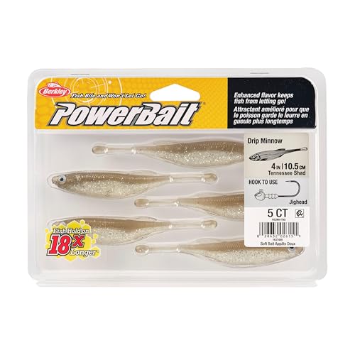 Berkley PowerBait Drip Minnow Fishing Soft Bait - color: Tennessee Shad, size: 4"