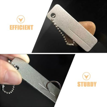 LIOOBO 2pcs Portable Fish Hook Sharpener with Chain, Corundum Material, Compact Design, Precise Edge for Camping and Outdoor Activities, Lightweight Fishing Sharpening Tool