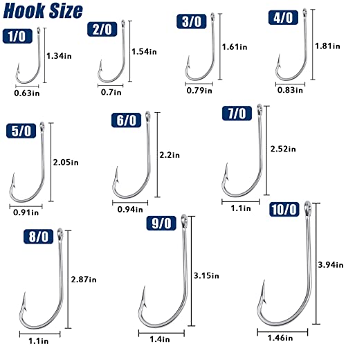 Saltwater Fishing J Hooks O'Shaughnessy Forged Extra Strong Stainless Steel Trolling Sea Bass Striper Snapper Fishing Hooks, Size 1/0-10/0 - size: 7/0-30pcs
