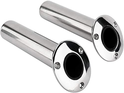 YaeMarine 4-Pack Heavy Duty Stainless Steel 316 Deluxe Rod Holders with Drain, Flush Mount Fishing Rod Pole Holders, 30 Degree /15 Degree/90 Degree - style: 30 Degree