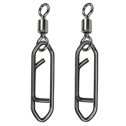 QISHUO Stainless Steel Fishing Swivels Lure Tackle Clips Snap Swivels Strength Barrel Saltwater Swivel Fishing Rolling Black Nickel - size: Size 2+L (80lb) 50 pcs