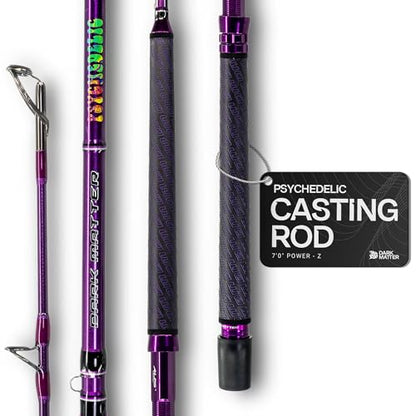 Dark Matter Psychedelic Casting Fishing Rods Medium Heavy Power X - High-Modulus M3 Carbon Nano Baitcaster Rod Saltwater and Freshwater Fishing Rods, 7ft Medium Heavy Baitcasting Rod - color: Purple, size: 7'0" Power - Z