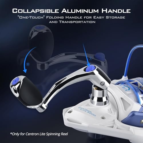 KastKing Centron & Centron Lite Spinning Reels, Size 500 is Perfect for Ice Fishing, Up to 17.5 Max Drag, 5.2:1 Gear Ratio, Ultra Smooth Powerful, CNC Aluminum Spool, 9+1 BB Light Weight - color: Centron Lite - Collapsible Handle, size: Size 5000