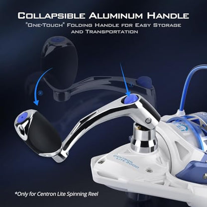 KastKing Centron & Centron Lite Spinning Reels, Size 500 is Perfect for Ice Fishing, Up to 17.5 Max Drag, 5.2:1 Gear Ratio, Ultra Smooth Powerful, CNC Aluminum Spool, 9+1 BB Light Weight - color: Centron Lite - Collapsible Handle, size: Size 5000