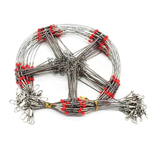 Senyu Wire Trace Leader Rig Stainless Steel 1-5 Arms Fishing Rigs with Snap,High-Strength Fishing Leaders Saltwater-Perch Rigs for Fishing - color: Arm Length 2.7inch, style: 5 Arm Leader